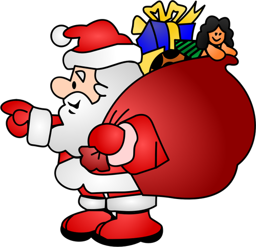 Père Noël avec un sac rempli de cadeaux vector illustration