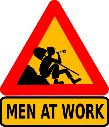 Hombres en el trabajo roadsign vector de la imagen