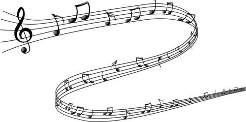 Black and white musical notes vector drawing