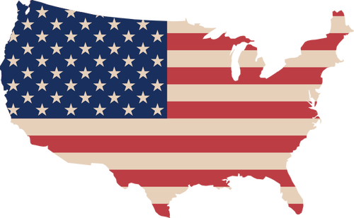 Kaart van de V.S. en vlag