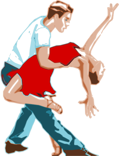 Tanssipari tanssiliikkeiden vektori clipart-kuvassa