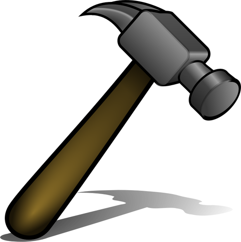 Vektorgrafik med brunt handtag hammare med skugga