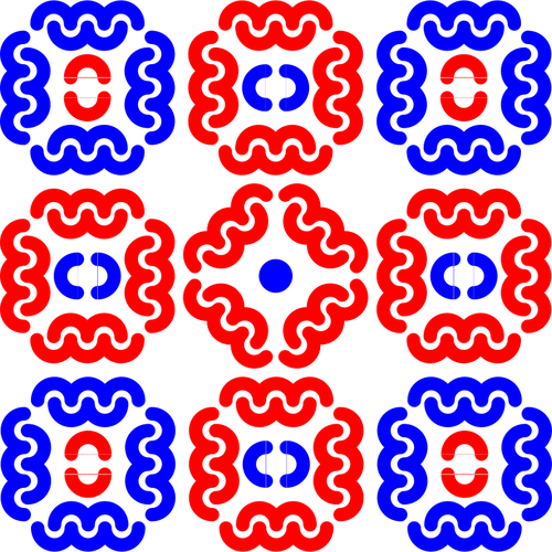 Gambar vektor biru dan merah ubin dekorasi