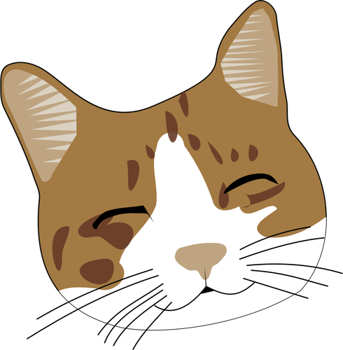 Vector afbeelding van een bruine kat hoofd glimlachen