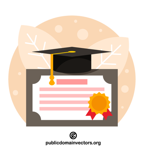 Diploma with graduation hat