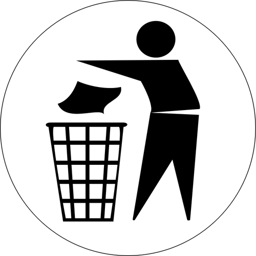 Vektortegning av kaste søppel i symbolet
