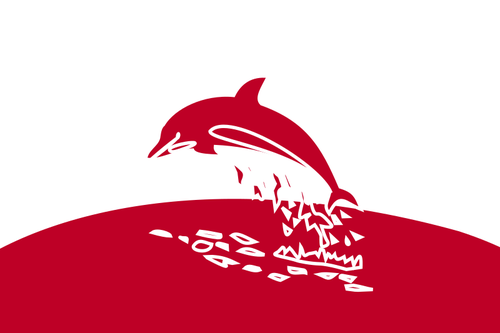 Dolphin röda siluett