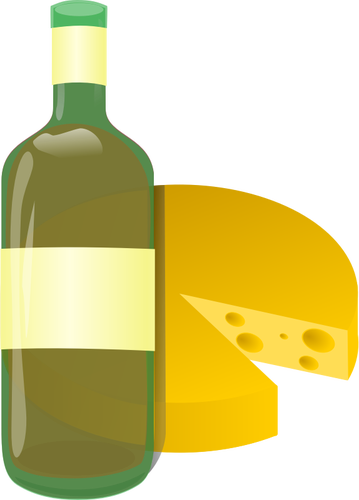 Putih anggur dan keju ikon vektor grafis