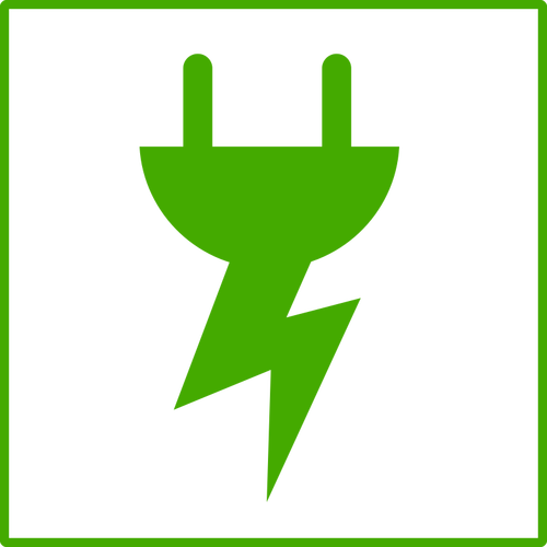 גרפיקה וקטורית של סמל חשמל ירוק לסביבה עם גבול דק