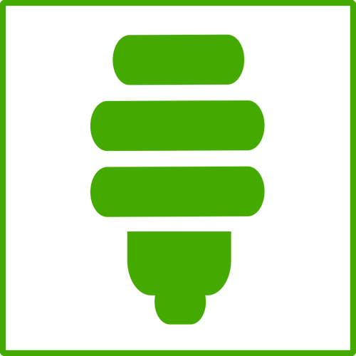 矢量绘图的生态绿色指示灯灯泡图标与细边框