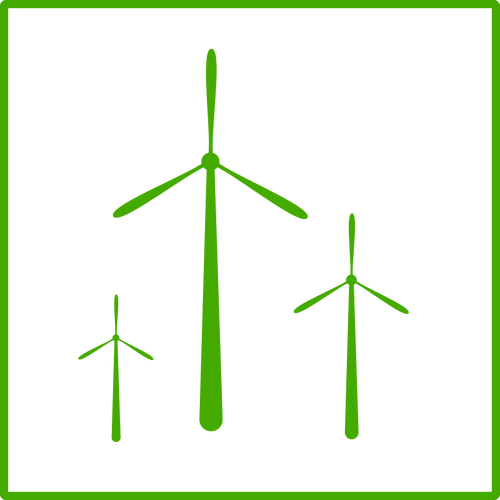 Vector image of eco green wind energy icon with thin border