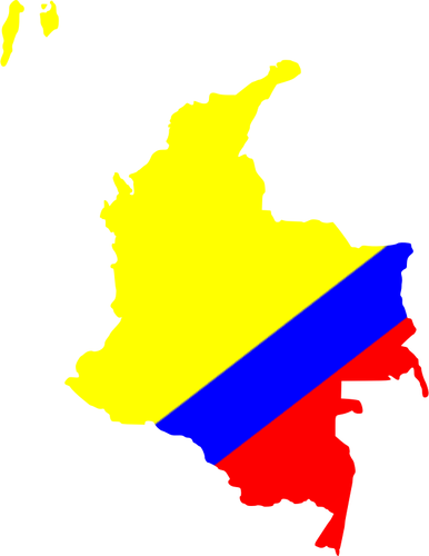 Kolumbianische Karte in den Farben der Nationalflagge