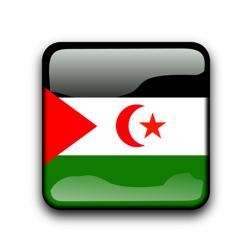 Mengkilap tombol dengan bendera Sahara Barat
