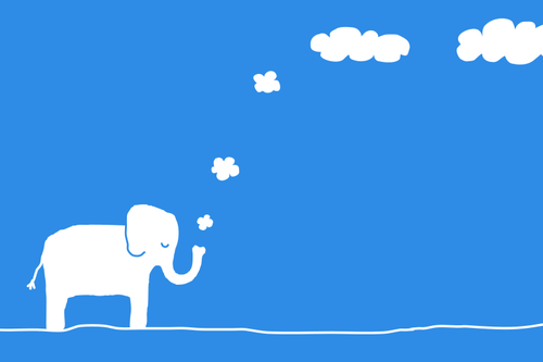Vectorul miniaturi de elefant suflare nori