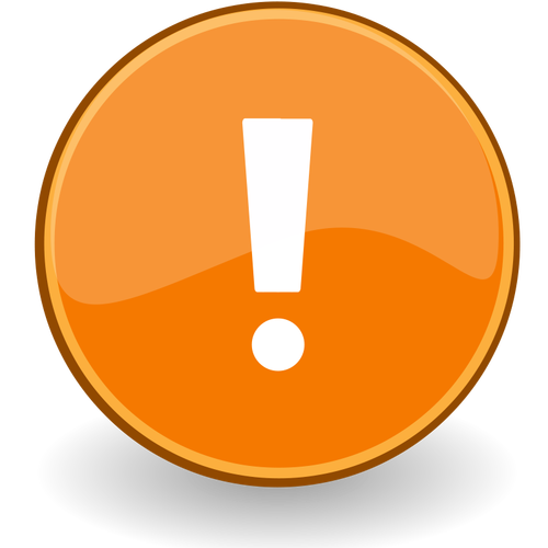 Vetor desenho de ponto de exclamação em um círculo laranja
