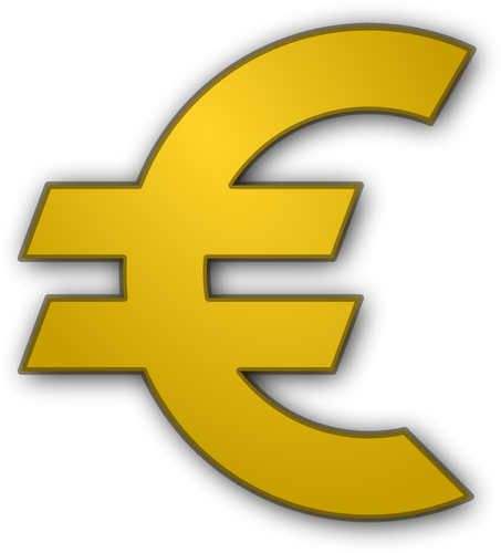 رمز عملة اليورو في الرسم التوضيحي للمتجه الذهبي
