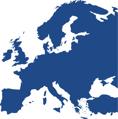 Map of Europe in dark blue color
