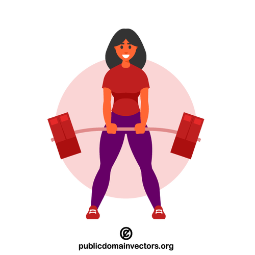 Женщина-тяжелоатлет делает становую тягу