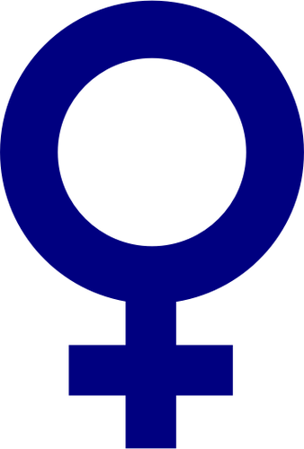 Vector image of dark blue gender symbol for females
