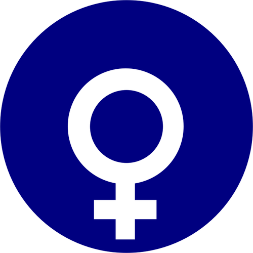 Vector illustraties van geslacht symbool voor vrouwen op blauwe achtergrond