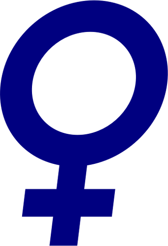 Vector Illustrasjon av mørk blå kursiv kjønn symbol for kvinner
