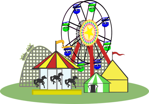 Vector graphics of circus with facilities for children
