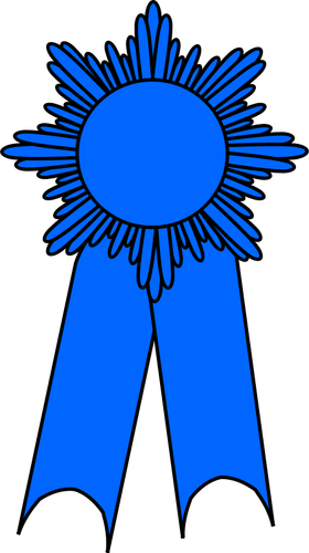 Disegno della medaglia con un nastro azzurro vettoriale