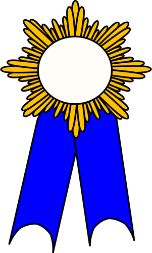 Векторная графика Золотой медальон с голубой лентой
