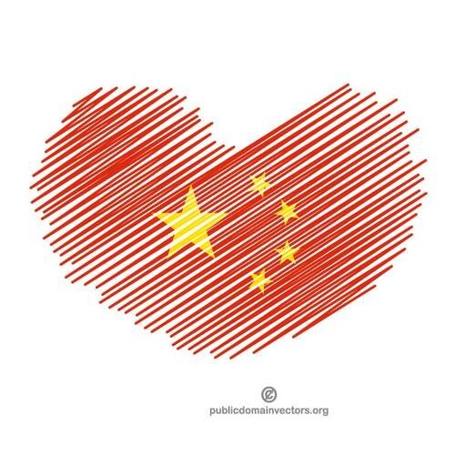 Çin bayrağı ile kalp şekli