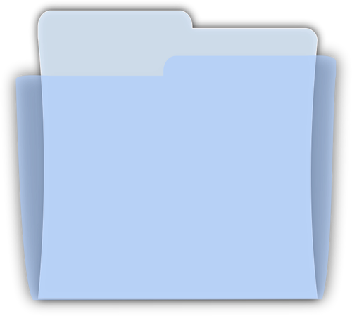 Vektorikuva sinisestä muovista asiakirjakansiosta