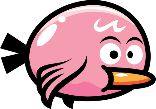 O pasăre roz la un joc video