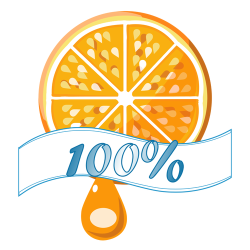 100% jeruk vektor label