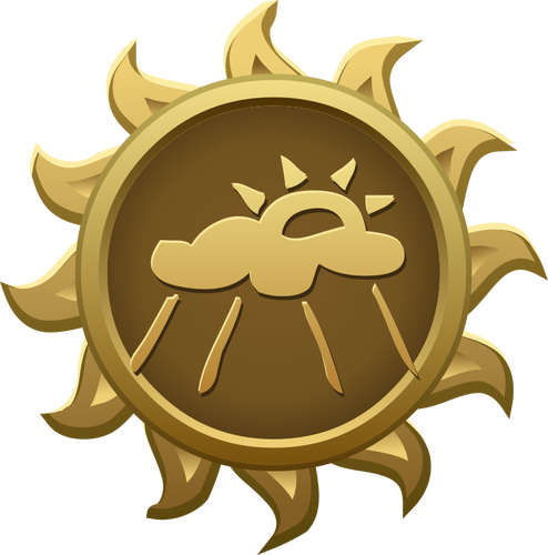 Vector illustration of rainy day sun shaped emblem
