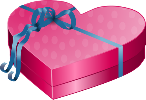 Walentynki różowe pudełko z niebieską wstążką wektor clipart