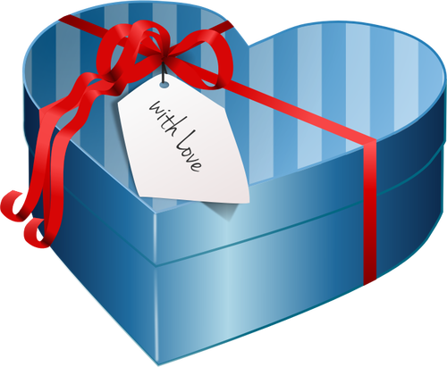 صورة متجهة من القلب الأزرق على شكل هدية مربع