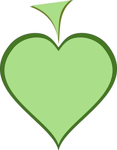 暗い緑の太線枠ベクトル図で緑のハート