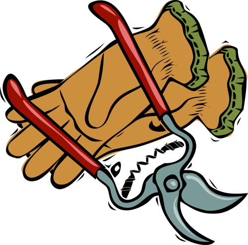 Rękawice i nożyczki grafika wektorowa