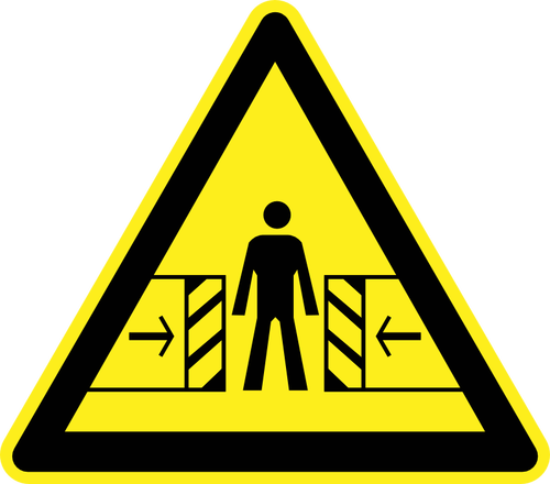 Sinal de aviso de perigo porta deslizante vector imagem