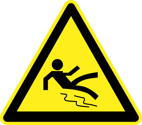 地面湿滑危险警告标志矢量图像