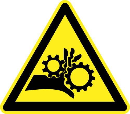 機械的粉砕の危険の警告サイン ベクトル画像