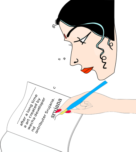 Indian lady writing in diary vector graphics