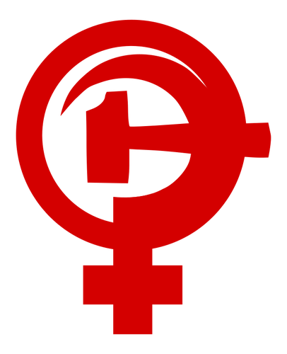 SRP a kladivo s znak ženského pohlaví