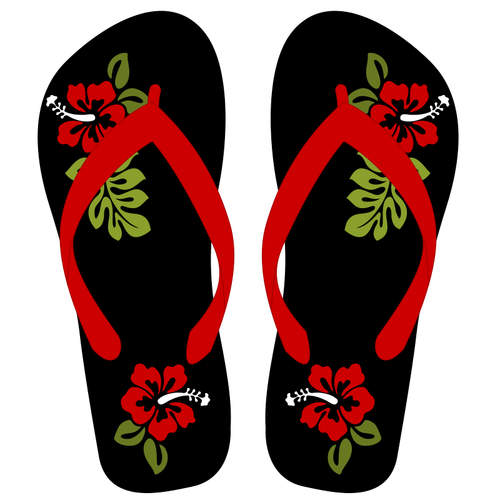 Flipflops dengan pola bunga vektor ilustrasi
