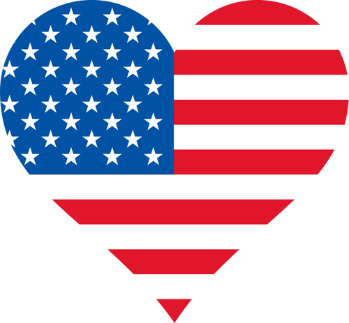 Vlajka USA uvnitř tvaru srdce