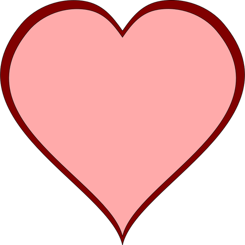 लाल मोटी रेखा बॉर्डर वेक्टर छवि के साथ गुलाबी दिल