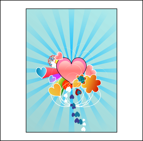 Hearts with Blue Rays Vector