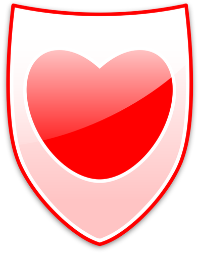 Vector Illustrasjon av røde hjertet på et skjold
