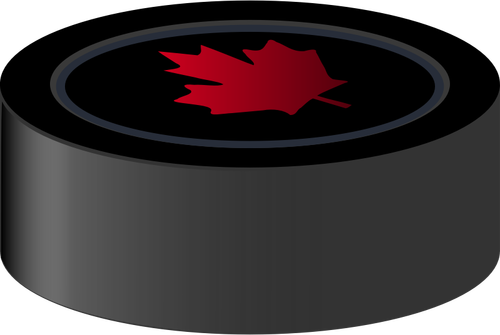 Image vectorielle de rondelle de hockey avec feuille d