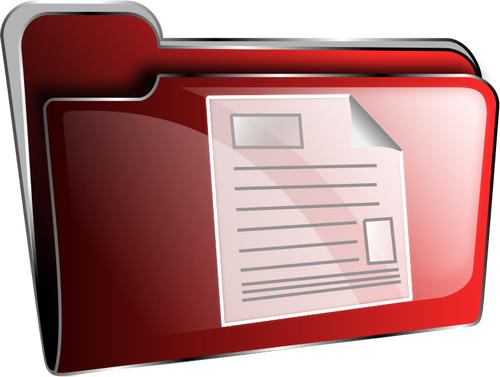 Векторный рисунок красной пластиковой папки с значок документа