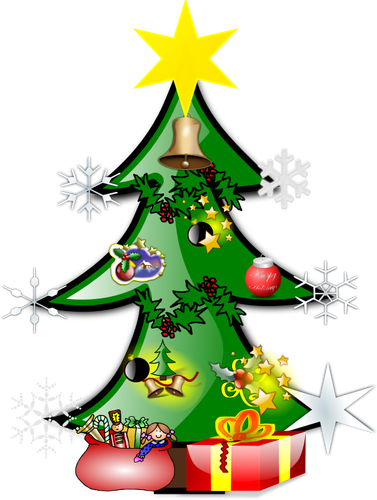 Colorful Christmas tree vector graphics